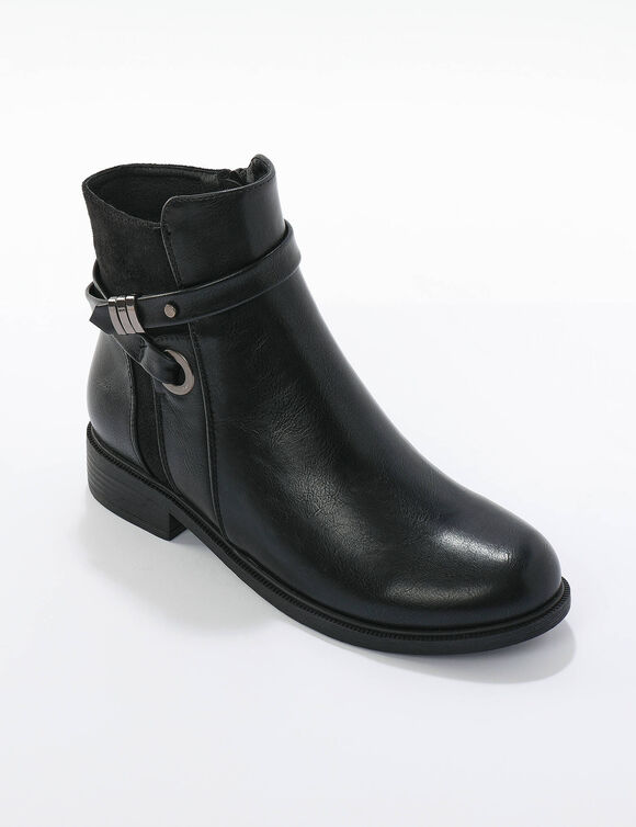 Boots met rits, riempjes en fantasiegespen (zwart)