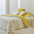 Linge de lit uni bicolore coton (blanc / jaune verveine)