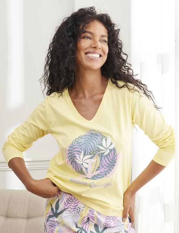 Tee-shirt manches longues "Nature Sauvage" (jaune)