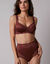 Gaineslip in glanstricot en kant Salford - set van 2 (chocolade + taupe)