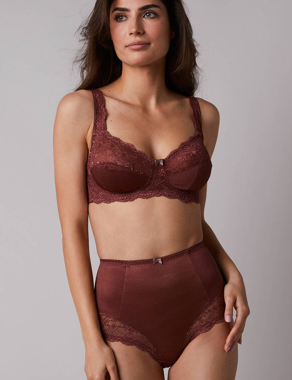 Gainette maille satinée et dentelle Salford - lot de 2 (chocolat + taupe)