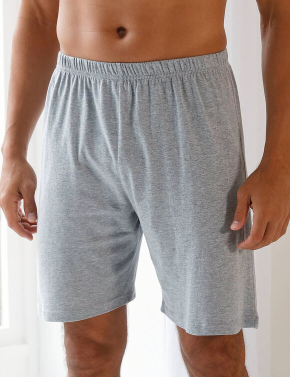 Short pyjama coton uni (gris chiné)