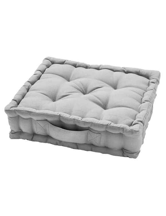 Coussin de sol uni coton (gris perle)