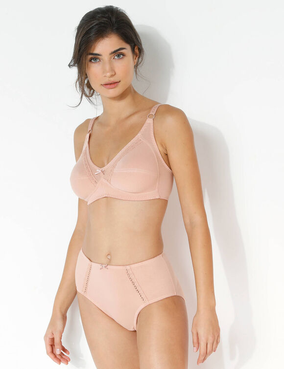 Culotte maxi en coton ajour&eacute; - Lot de 2 (noisette + poudre)