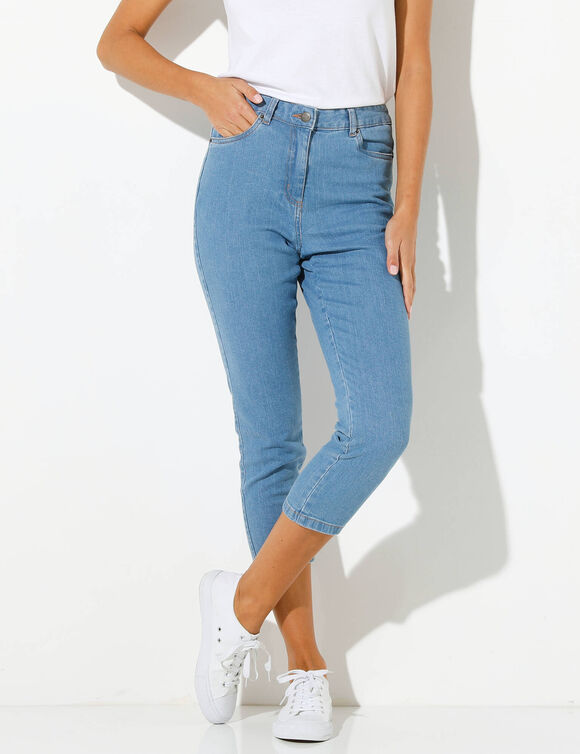 Tapered 7/8-broek, denim (bleached)