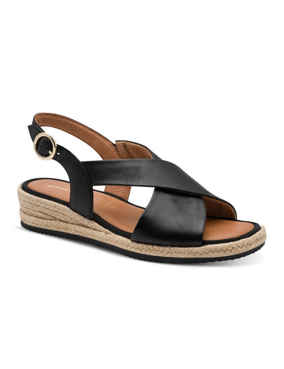 Sandales crois&eacute;es compens&eacute;es (zwart)