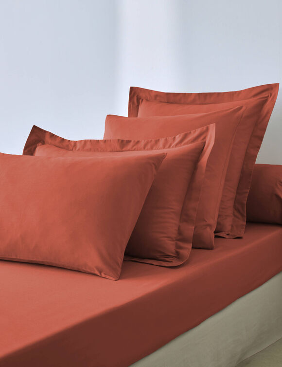 Linge de lit uni coton  (terracotta)
