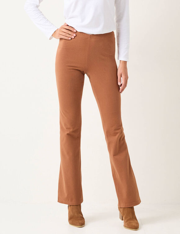Legging bootcut uni, taille élastiquée (noisette)