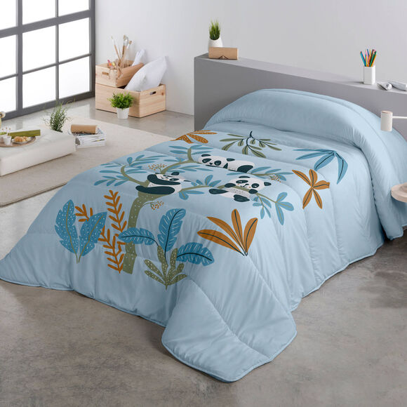 Couette enfant microfibre pandas 200 g/m&sup2; (bleu)