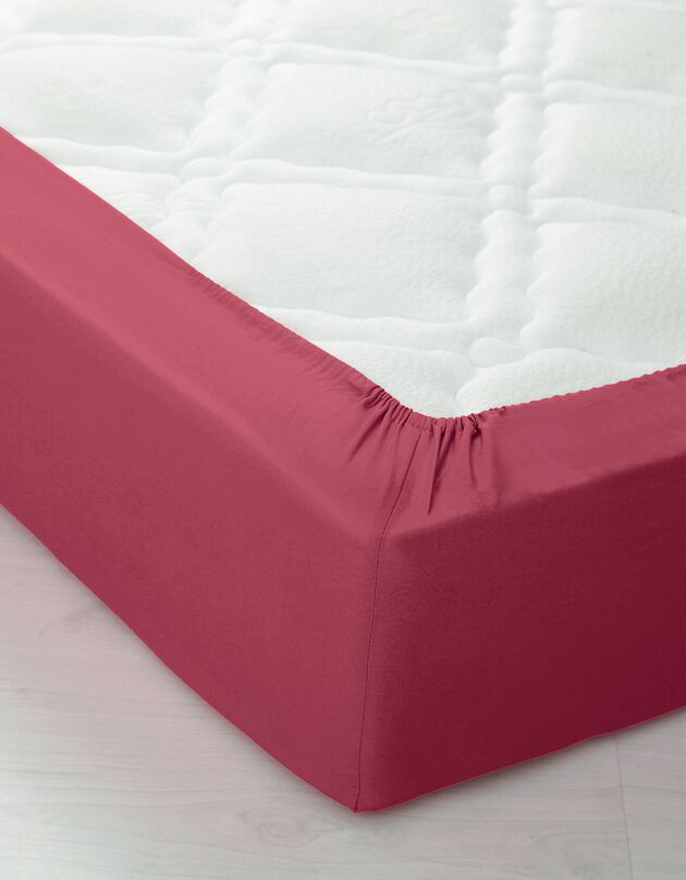Drap-housse uni coton bonnet 32 cm (rose pivoine)
