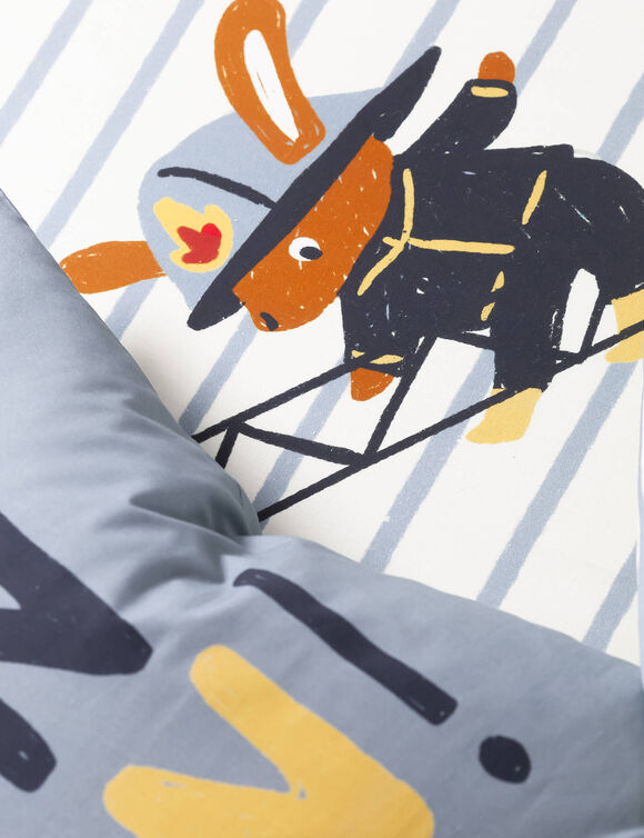 Bedlinnen voor kinderen met brandweermotieven, in katoen (hemelsblauw)