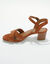 Sandalen in splitleer met hak, LWG-gecertificeerd (karamel)