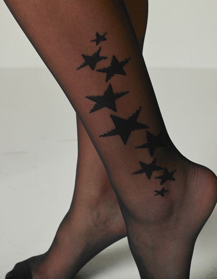 Panty's met imitatie 'sterren' tattoo set van 2, zwart Blancheporte