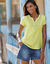 T-shirt met Tunesische hals en broderie anglaise (anijs)