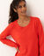 Pull col rond uni, manches longues, toucher doux (rouge)