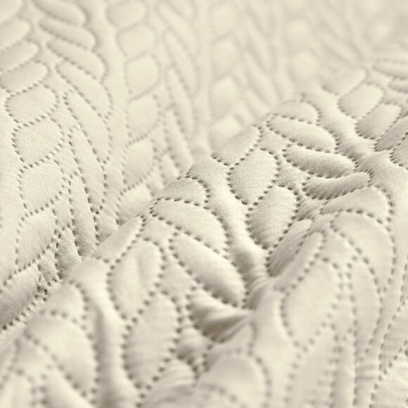 Couvre-lit matelassé microfibre motif géométrique (beige)
