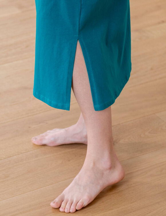 Chemise de nuit longue manches longues unie (&eacute;meraude)