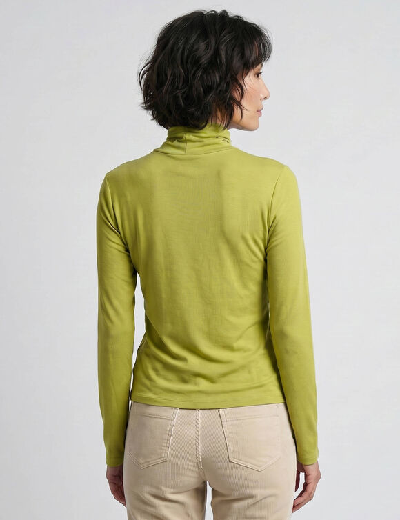 Sous-pull uni col roul&eacute; stretch (vert mousse)