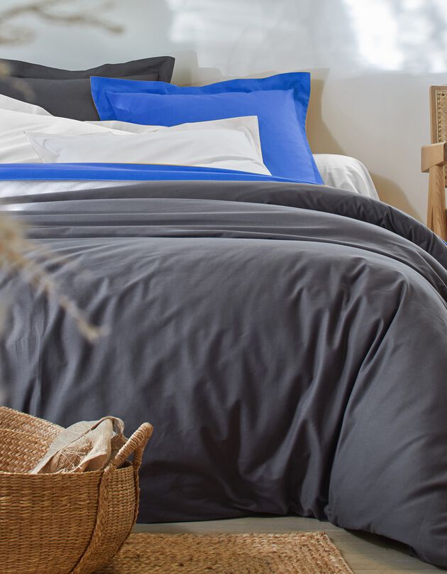 Linge de lit uni coton (carbone)