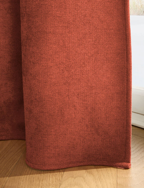 Verduisterend gordijn en isolerend gordijn met fronsgalon (terracotta)