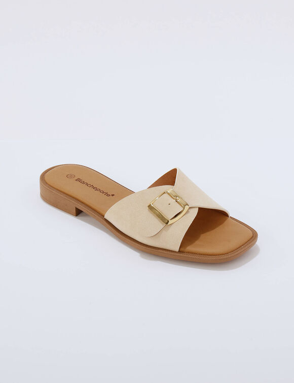 Mules &agrave; boucle c&ocirc;t&eacute; (cr&egrave;me)