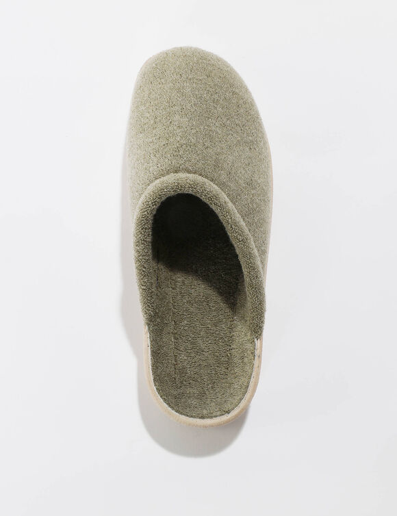 Chaussons mules compensées éponge largeur confort (kaki)