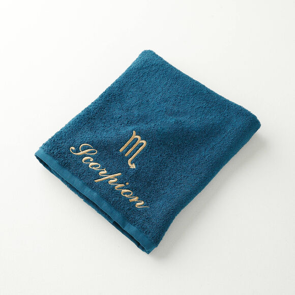 Serviettes de bain brodées Scorpion - 420g/m2 (bleu paon)