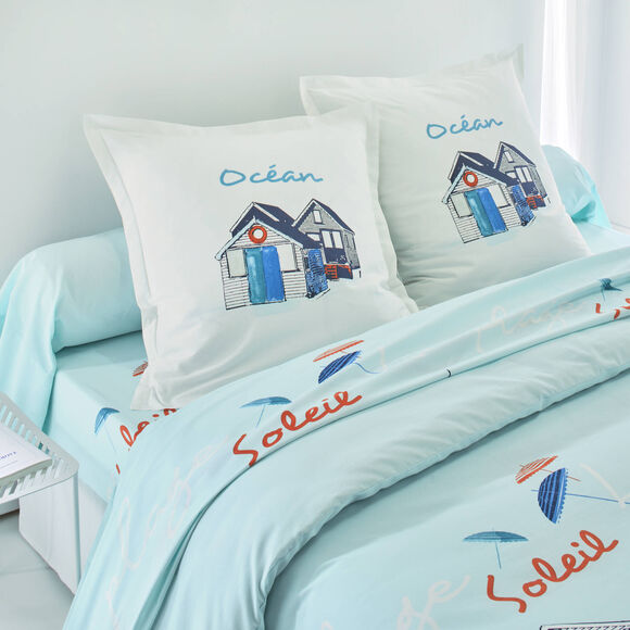 Bedlinnen Cabine, in bedrukt katoen (blauw)