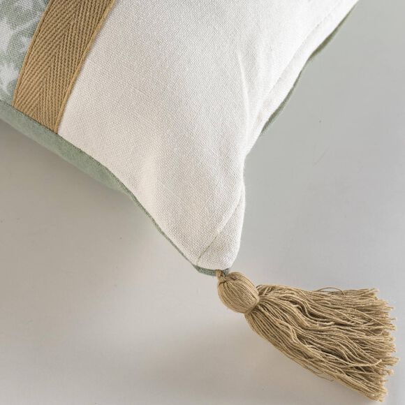 Coussin rectangulaire imprimé fleuri (vert)