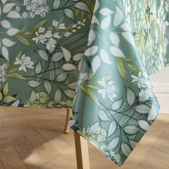 Nappe toile cir&eacute;e imprim&eacute; feuillage (vert)