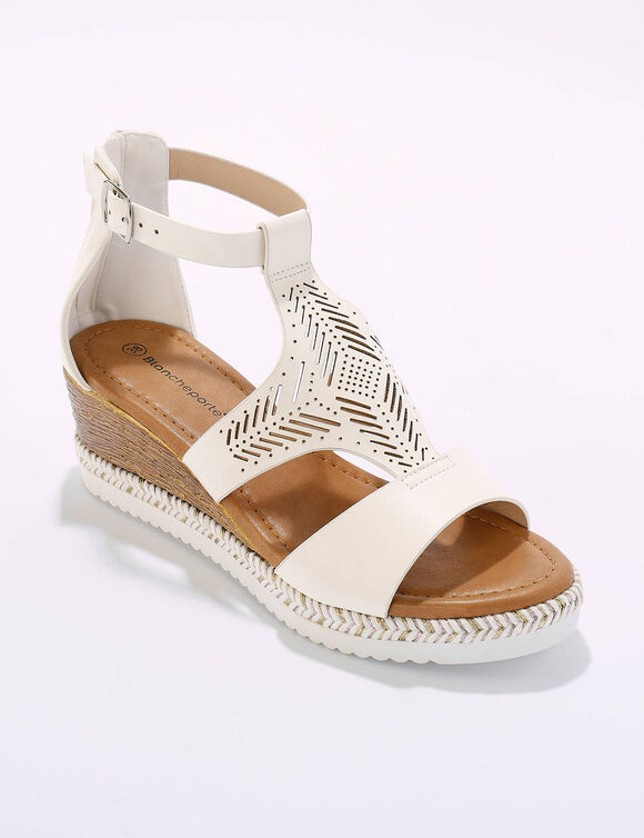 Opengewerkte sleehaksandalen (wit)
