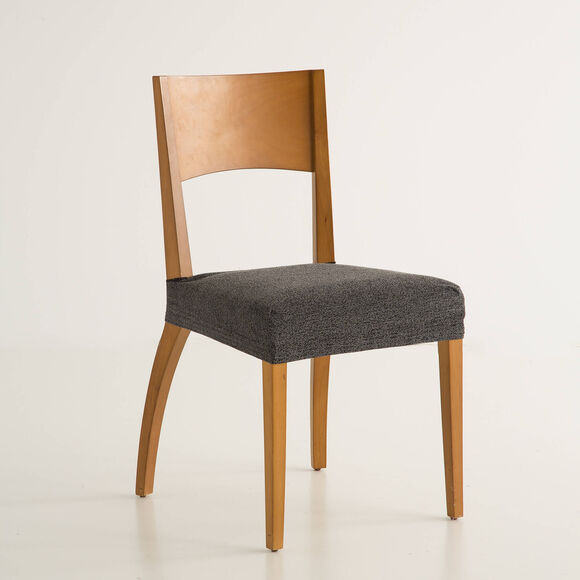 Housse assise de chaise extensible jacquard chin&eacute; (gris)