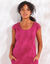 T-shirt maille unie, laçage épaules (violine)
