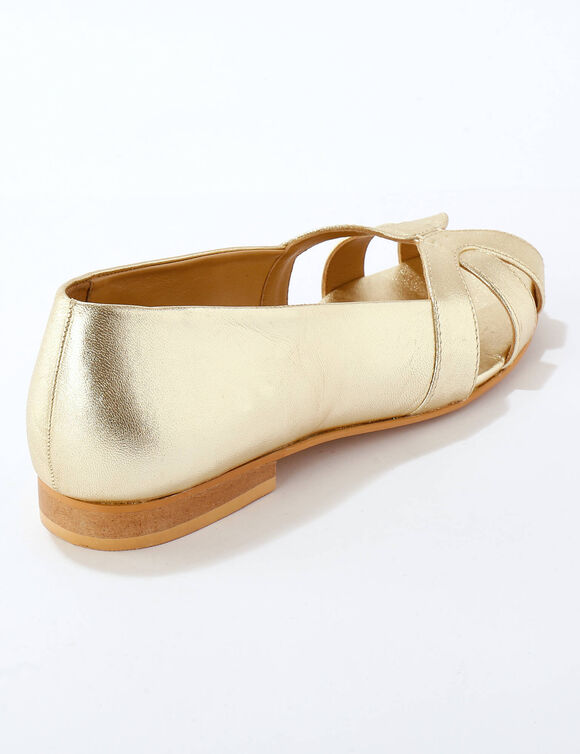Ballerines à bout ouvert en cuir  (doré)