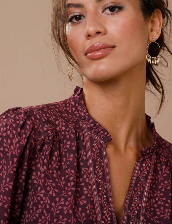 Robe longue imprimée (prune)