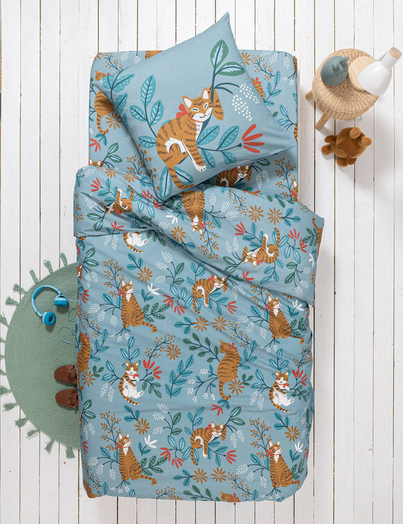 Linge de lit enfant imprimé Châtaigne - coton  (céladon)