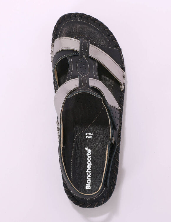 Sandales bicolores en cuir extra souple (marine)