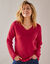 Trui met V-hals, patenttricot met zachte touch (framboos)
