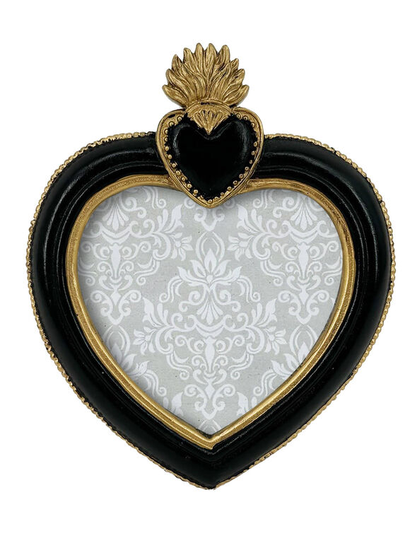 Cadre-photo ex-voto forme cœur, polyrésine (doré)