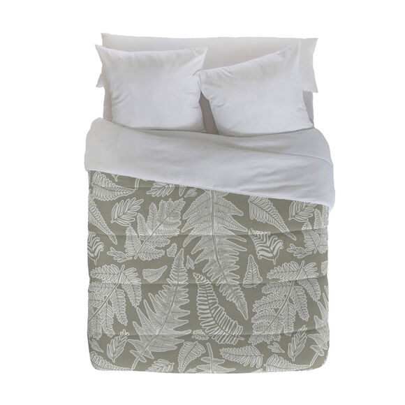 Dekbed in microvezel met herbarium-print 200 g/m&sup2; (groen / beige)