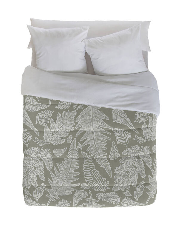 Couette microfibre imprimé Herbier 200 g/m² (vert / beige)
