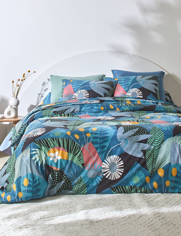 Linge de lit Clara en coton (bleu)