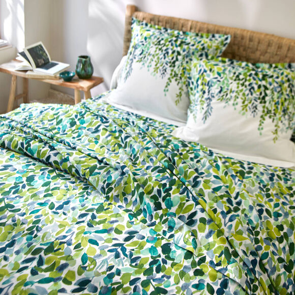 Linge de lit Léonie en coton imprimé végétal (écru)