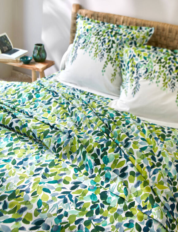 Bedlinnen Léonie, in katoen met plantenprint (ecru)
