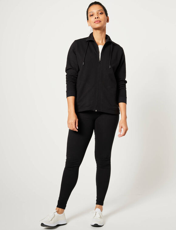 Sweat zippé, col montant (noir)