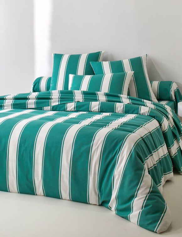 Linge de lit Transat en coton imprim&eacute;  (vert)