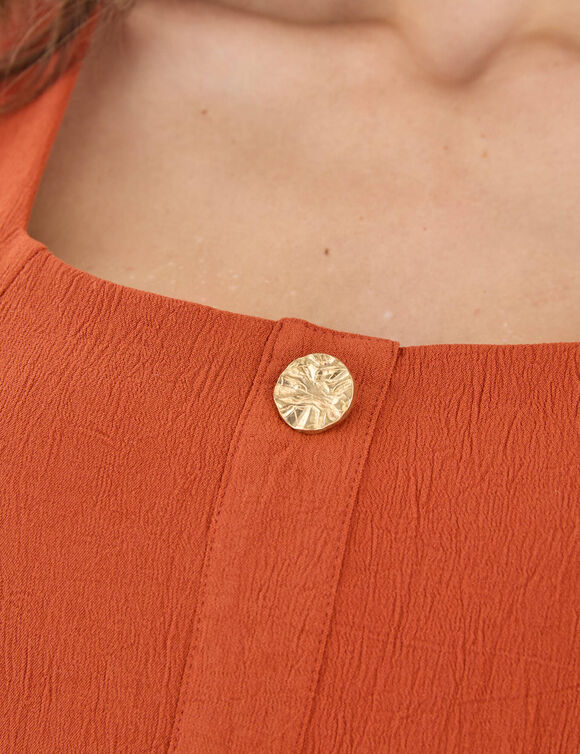 Robe longue boutonn&eacute;e col carr&eacute; (terracotta)