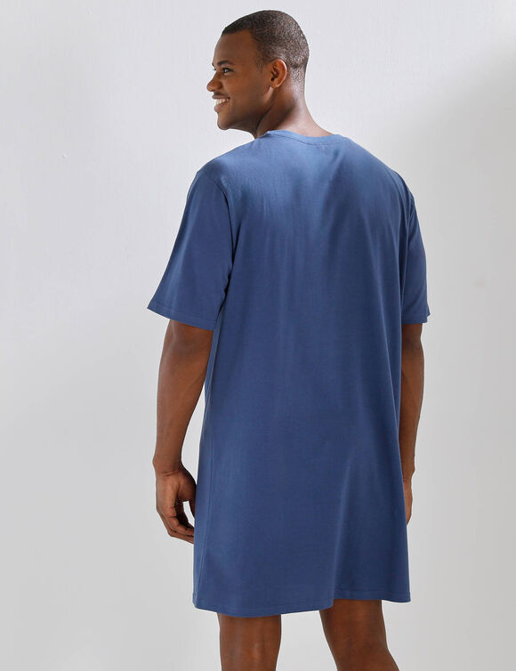 Maxi T-shirt pyjama imprim&eacute; "caf&eacute; allong&eacute;" (bleu)