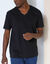 T-shirt met V-hals en korte mouwen (zwart)