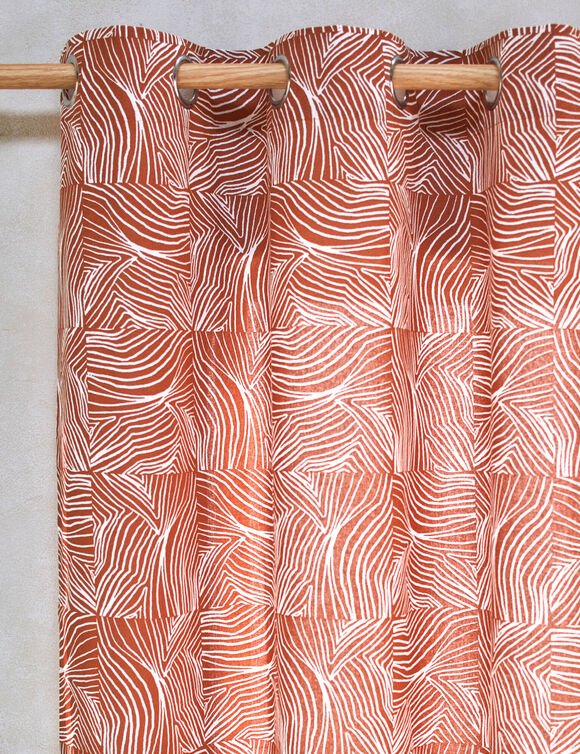 Rideau imprimé empreintes (terracotta / naturel)
